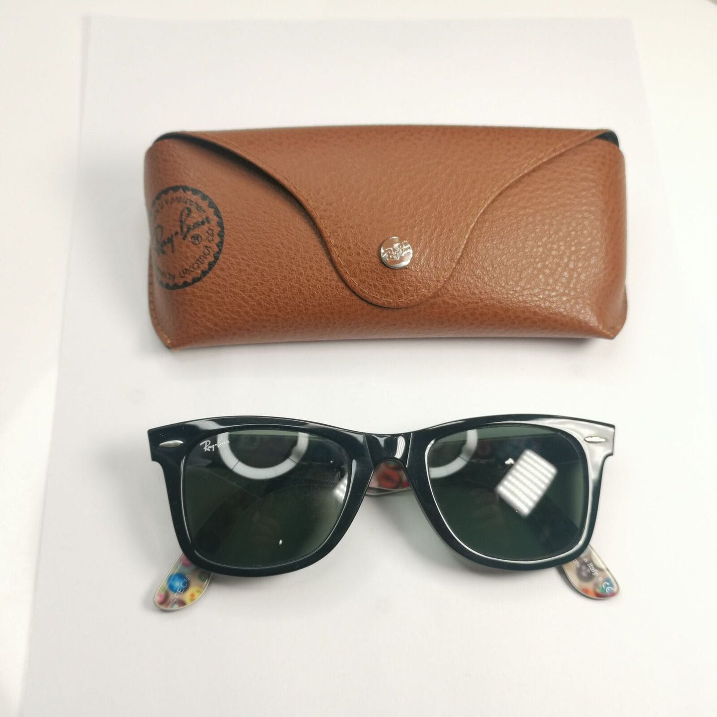 Ray-Ban Wayfarer Prints Sunglasses Black Series 4 Buttons RB 2140 1052 240123