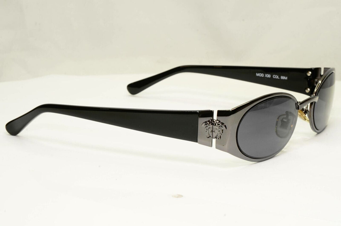 Gianni Versace 1996 Vintage Gunmetal Black Medusa Sunglasses MOD X30 COL 89M
