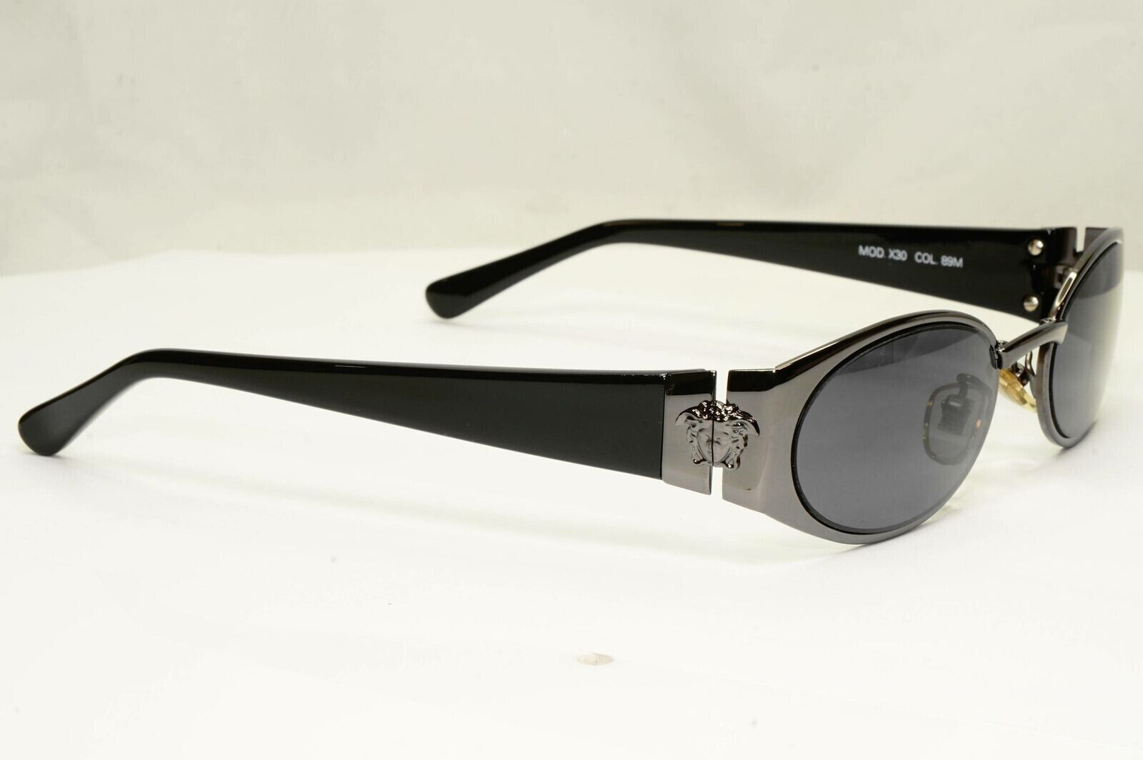 Gianni Versace 1996 Vintage Gunmetal Black Medusa Sunglasses MOD X30 COL 89M