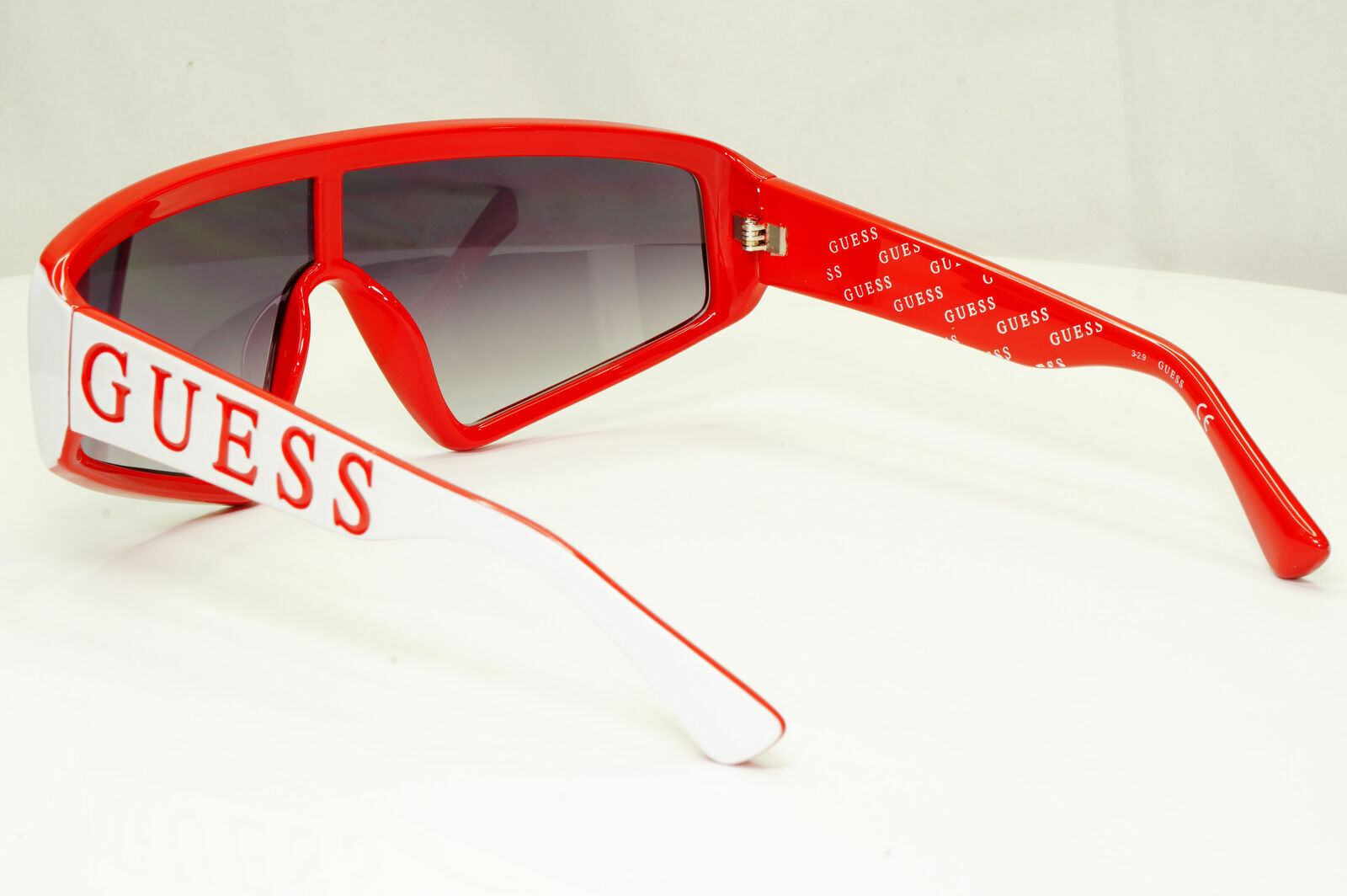 Guess Sunglasses Shield Visor Mens Womens  White Red Grey GU 7695-S 21B Blogger