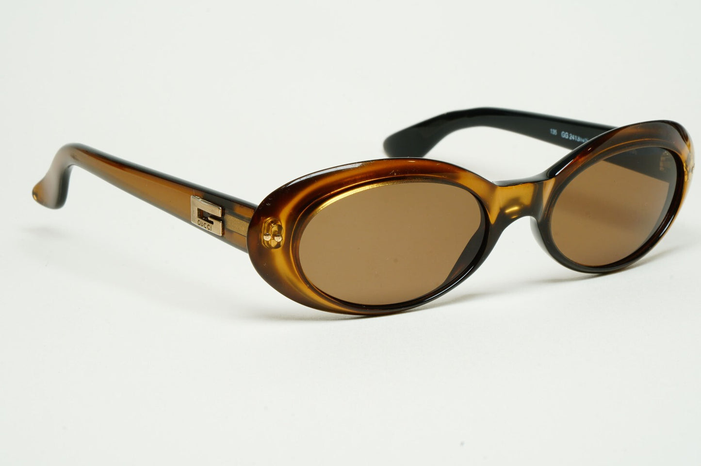 Gucci Sunglasses 1997 Vintage Brown Oval Honey GG 2413/N/S 4NR 100325
