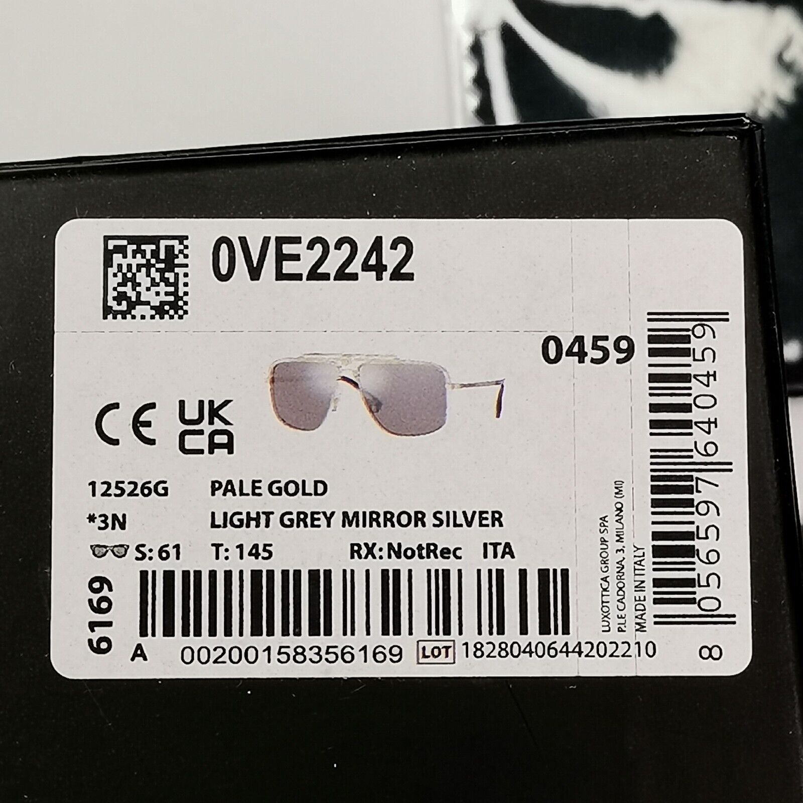 Versace Sunglasses Gold Silver Mirror Square Pilot Metal MOD VE 2242 1252/6G