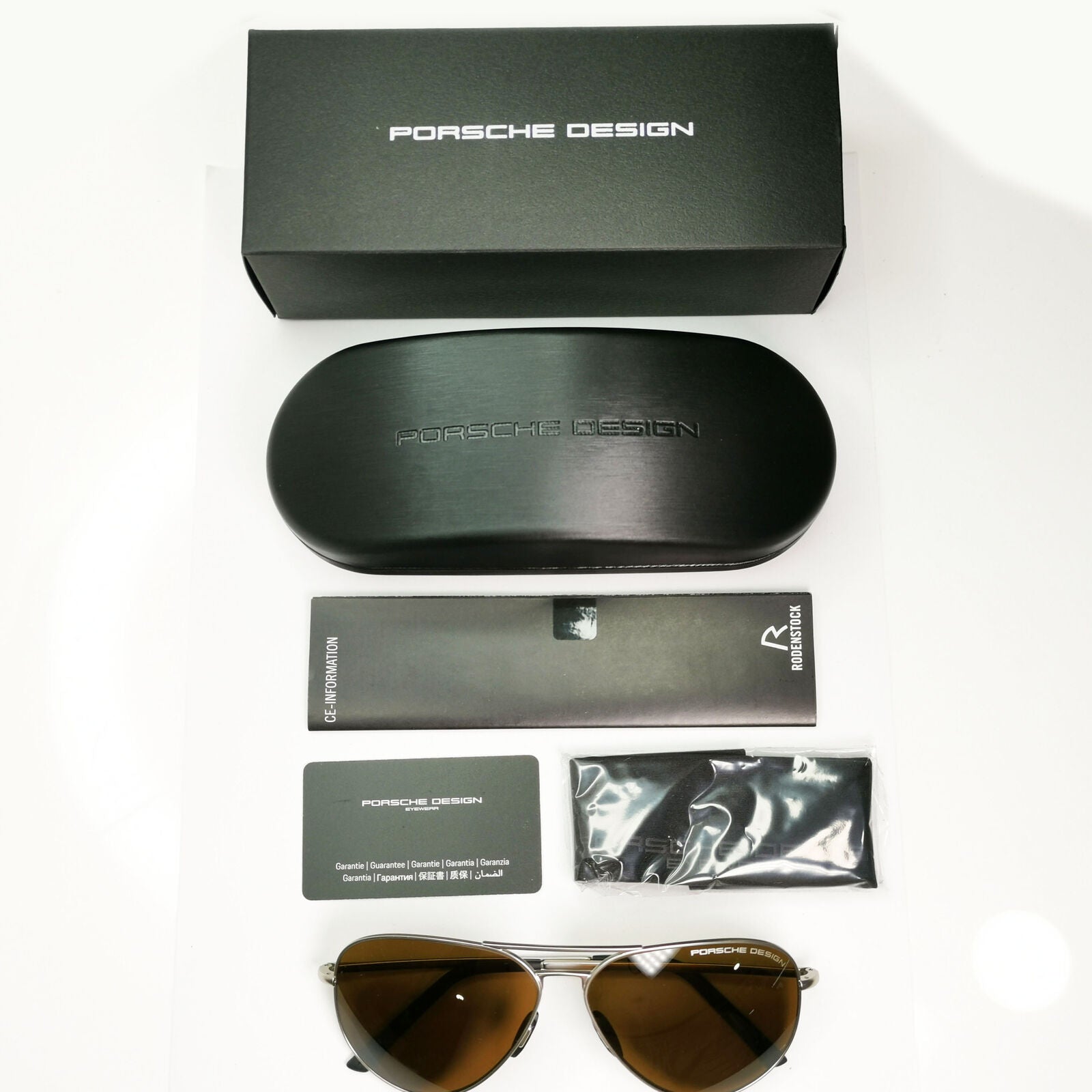 Porsche Design Polarised Sunglasses Brown Pilot Palladium Silver P8508 M 60mm