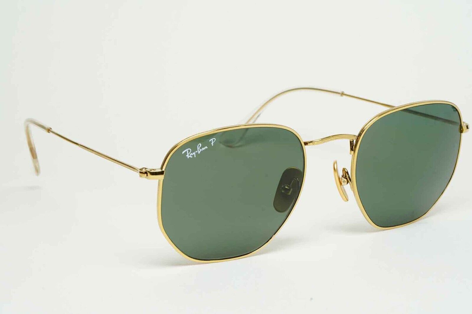Ray-Ban Sunglasses Hexagonal Titanium Polarised Gold Green RB 8148 9216/58 54mm