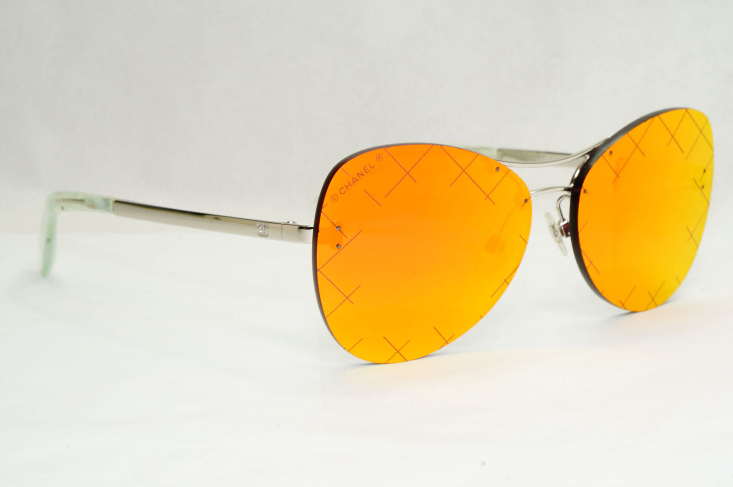 Chanel Sunglasses Mirrored Orange Yellow Silver Rimless 4218 c.124/6Q