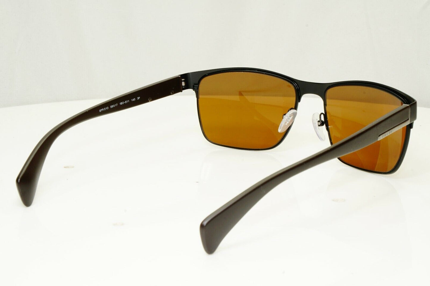 Authentic Prada Mens Polarized Brown Black Sunglasses Rectangle SPR 51O 1BO-5Y1