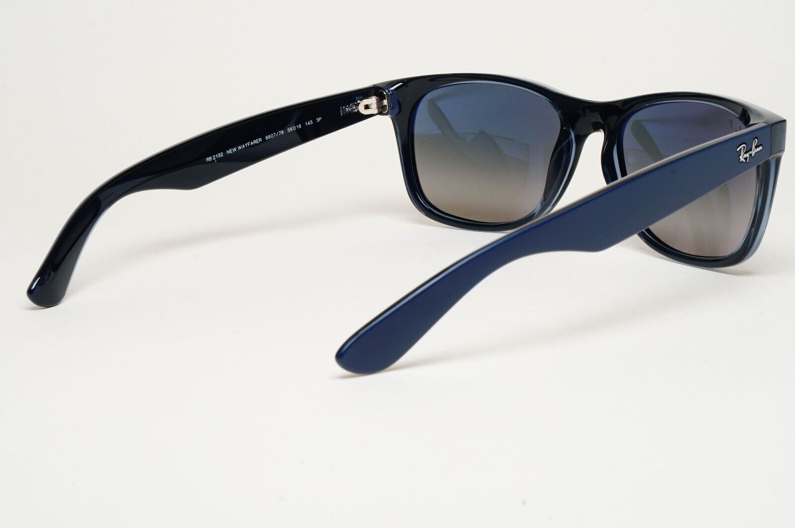 Ray-Ban Sunglasses Polarised New Wayfarer Blue Matte RB 2132 6607/78 58mm