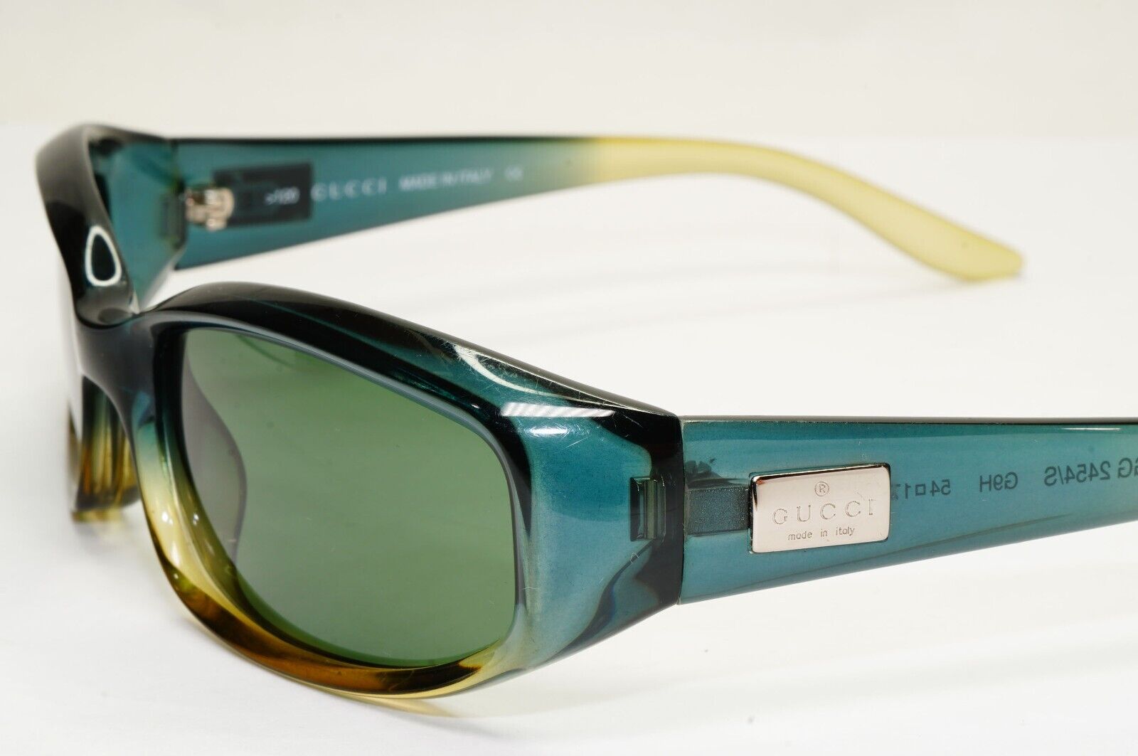 Gucci Sunglasses 1999 Vintage Green Transparent Rectangle GG 2454/S G9H 111223