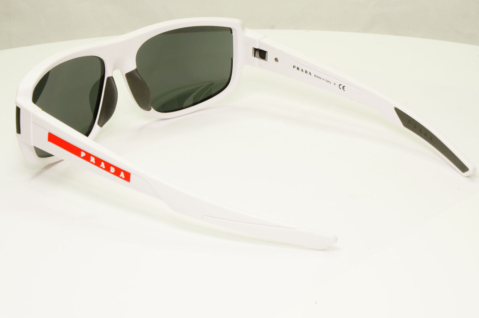Prada White Black Sunglasses Mens Rectangle Red Stripe SPS 03W F PS03WFS TWK-06F