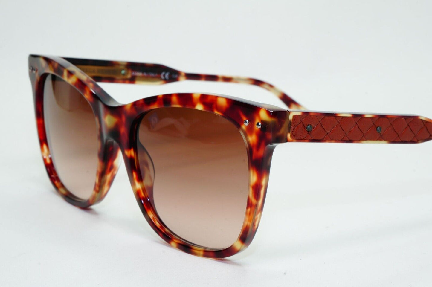 Bottega Veneta Sunglasses Brown Tortoiseshell Leather Square BV 0034S 003 081024
