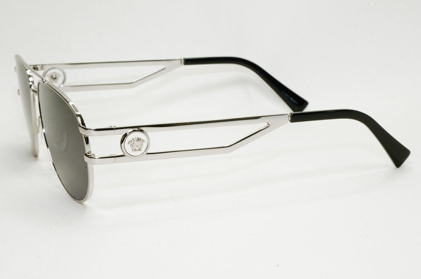 Versace Sunglasses Silver Medusa Metal Pilot Unisex MOD VE 1269 1000 55mm