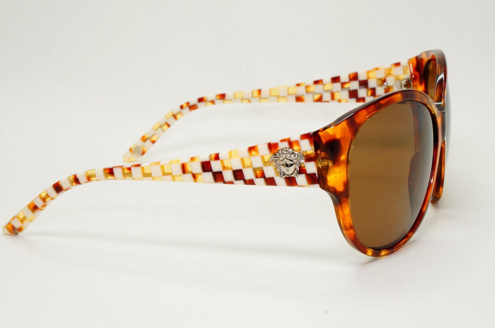 Versace Sunglasses 2012 Vintage Square Brown Chequered MOD 4208 928/73 021124