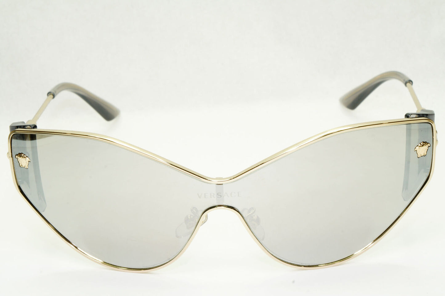 Versace Sunglasses Silver Gold Medusa Shield Mirror Visor MOD 2239 1252/6G