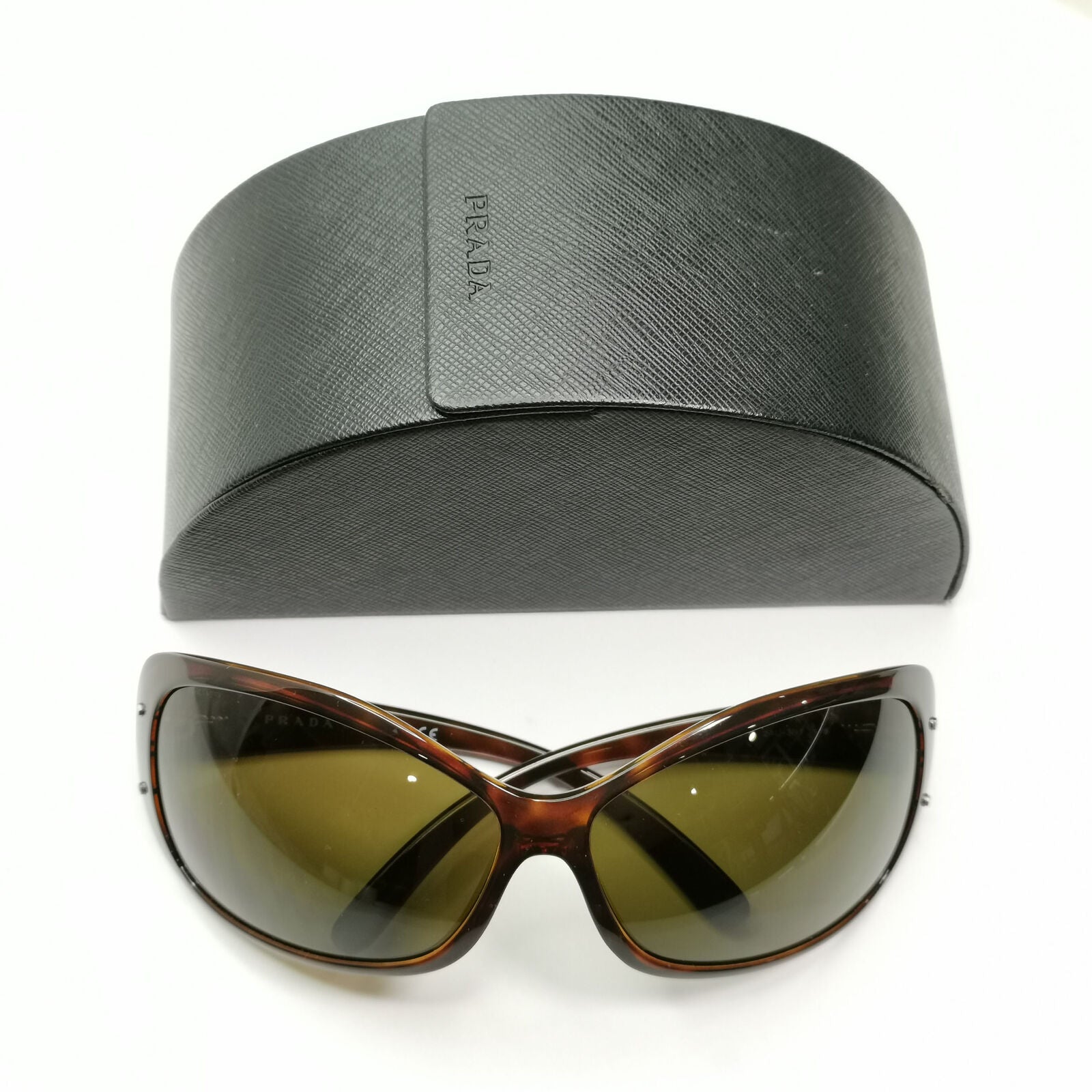 Prada 2005 Vintage Sunglasses Tortoise Brown Wrap PR04FS SPR 04F 2AU-3N1 020822