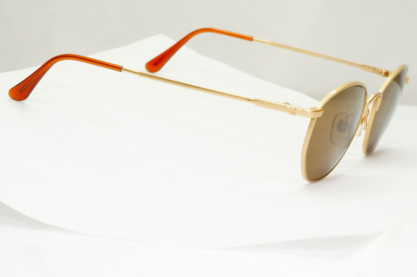 Emporio Armani Sunglasses 1997 Vintage Gold Brown Metal Round 031 703 50mm B
