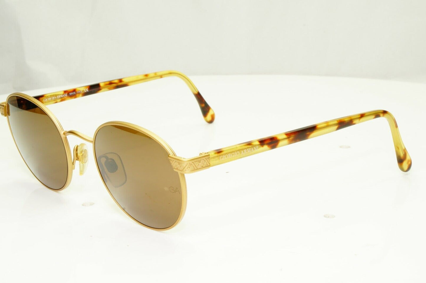 Giorgio Armani 1997 Vintage Gold Retro Sunglasses Round Men Women 50mm 643 927