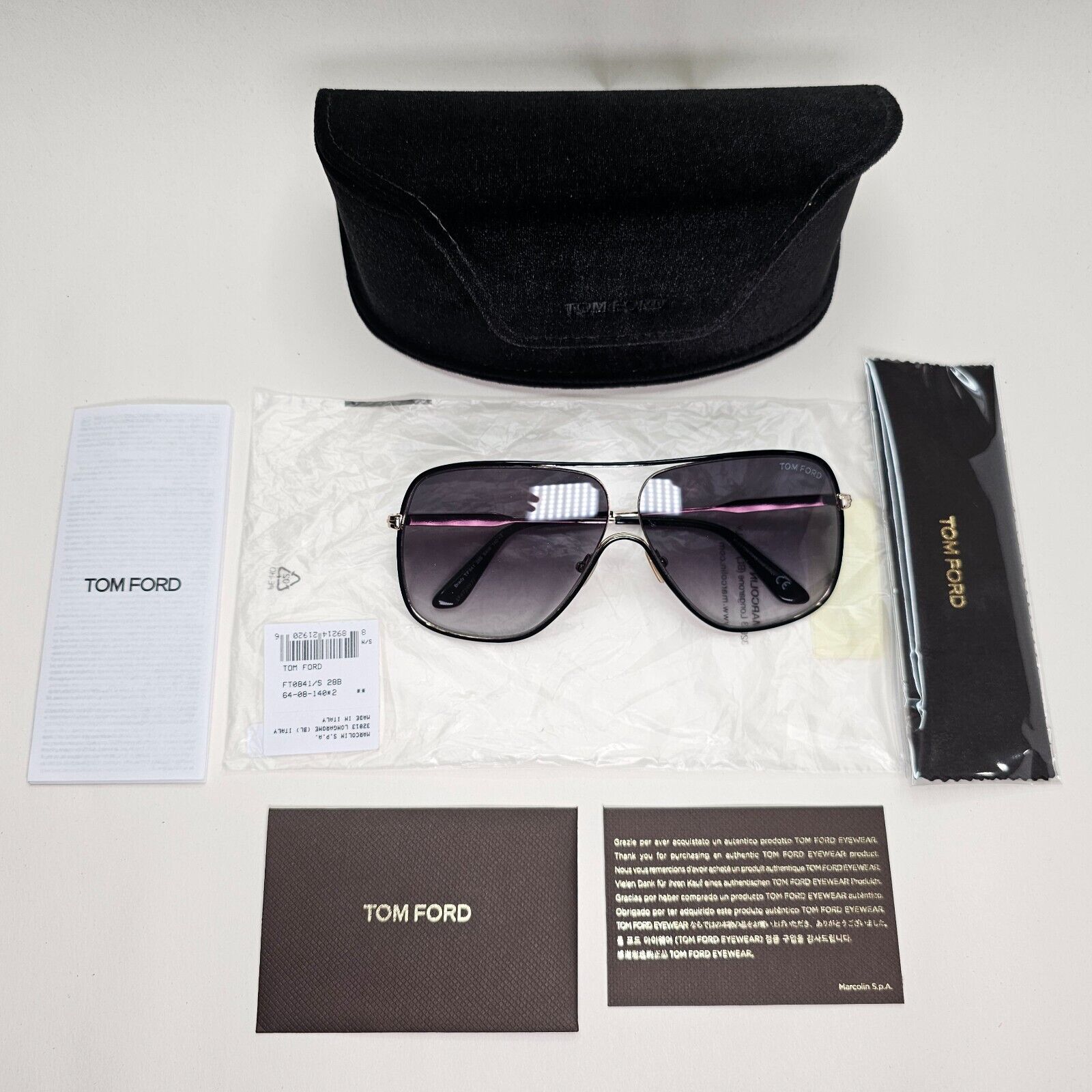 Tom Ford Sunglasses Brady Black Gold Grey Oversized Square FT0841 TF 841 28B