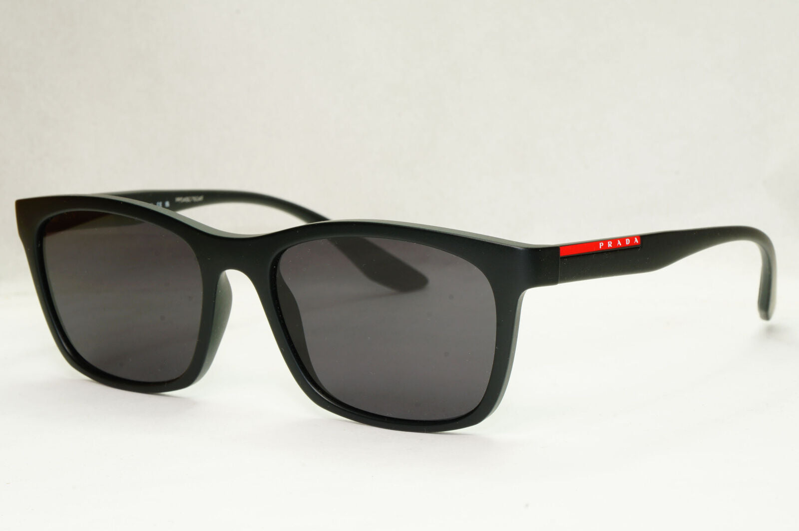 Prada Sunglasses Black Square Rubber Mens PS02NV VPS 02N DG0-1O1 55mm 290923
