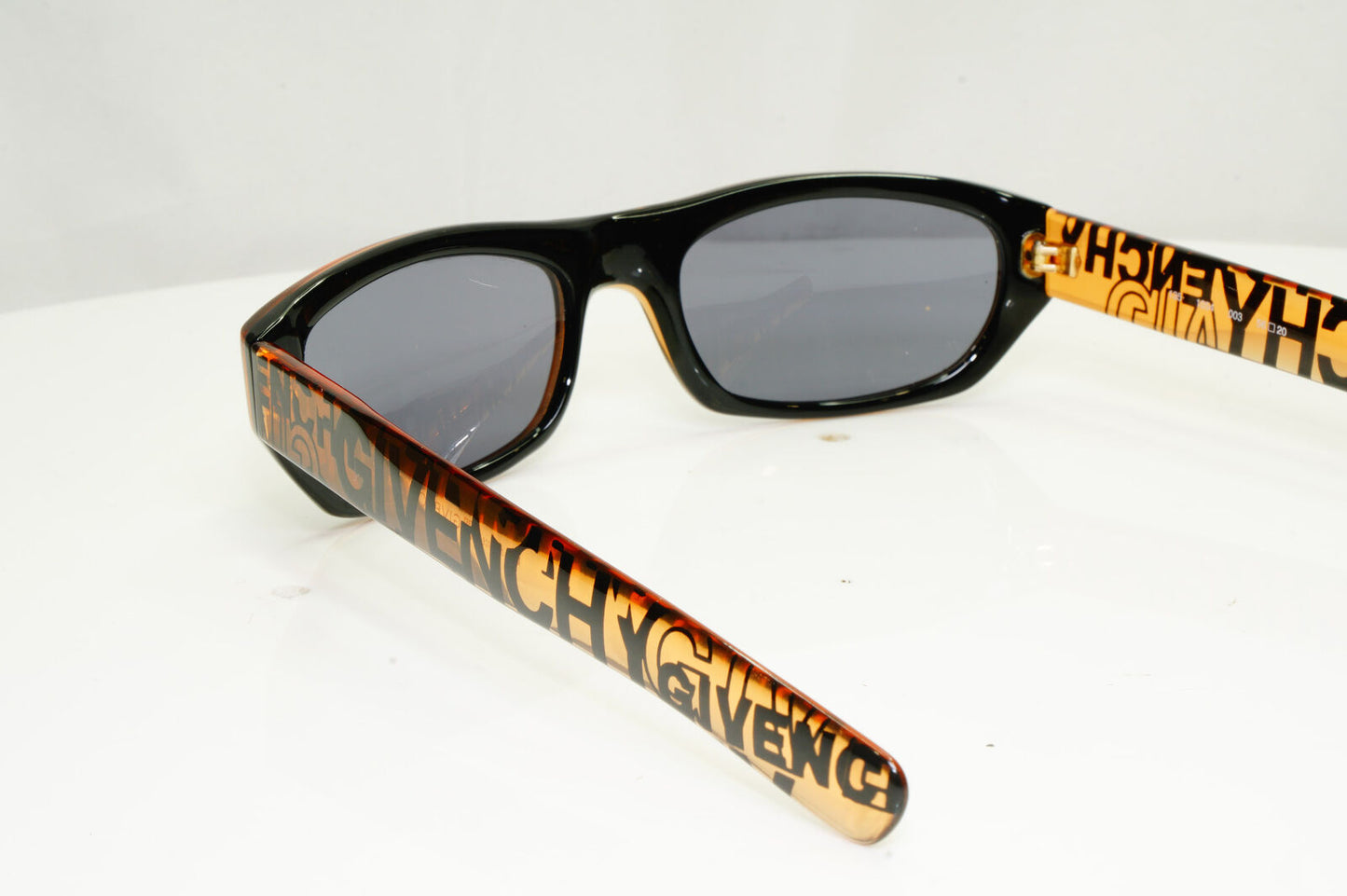 Givenchy 2004 Vintage Mens Womens Sunglasses Black Amber 1054 Big Logo 003 33146