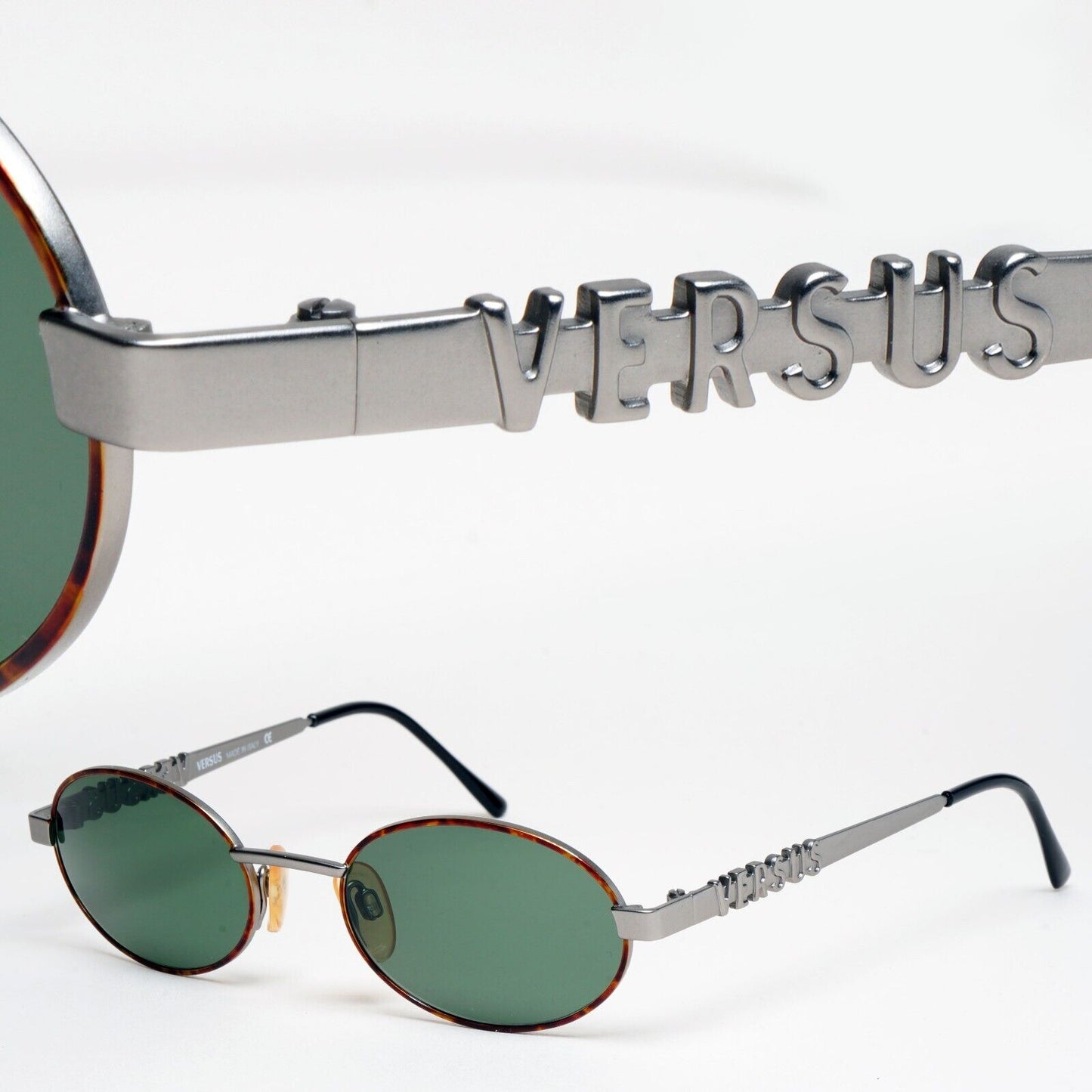 Versus Sunglasses 1996 by Gianni Versace Vintage Gunmetal Green MOD R26 COL 27M