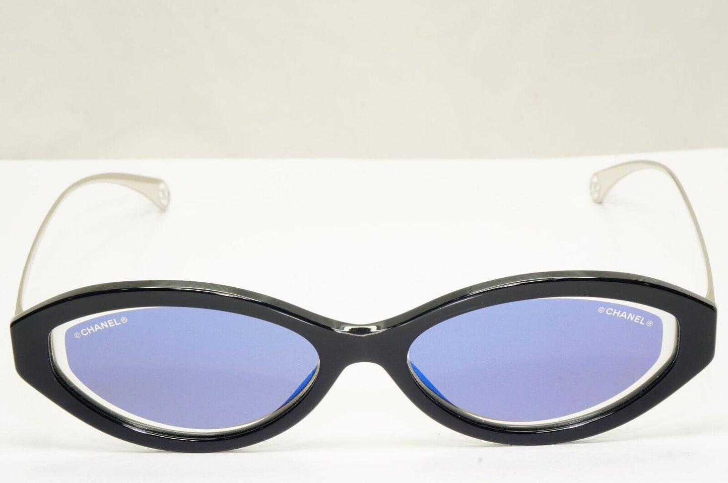 Chanel 2020 Sunglasses Dark Blue Mirror Silver Slim Rectangle 5424 c.1462/ED [A]