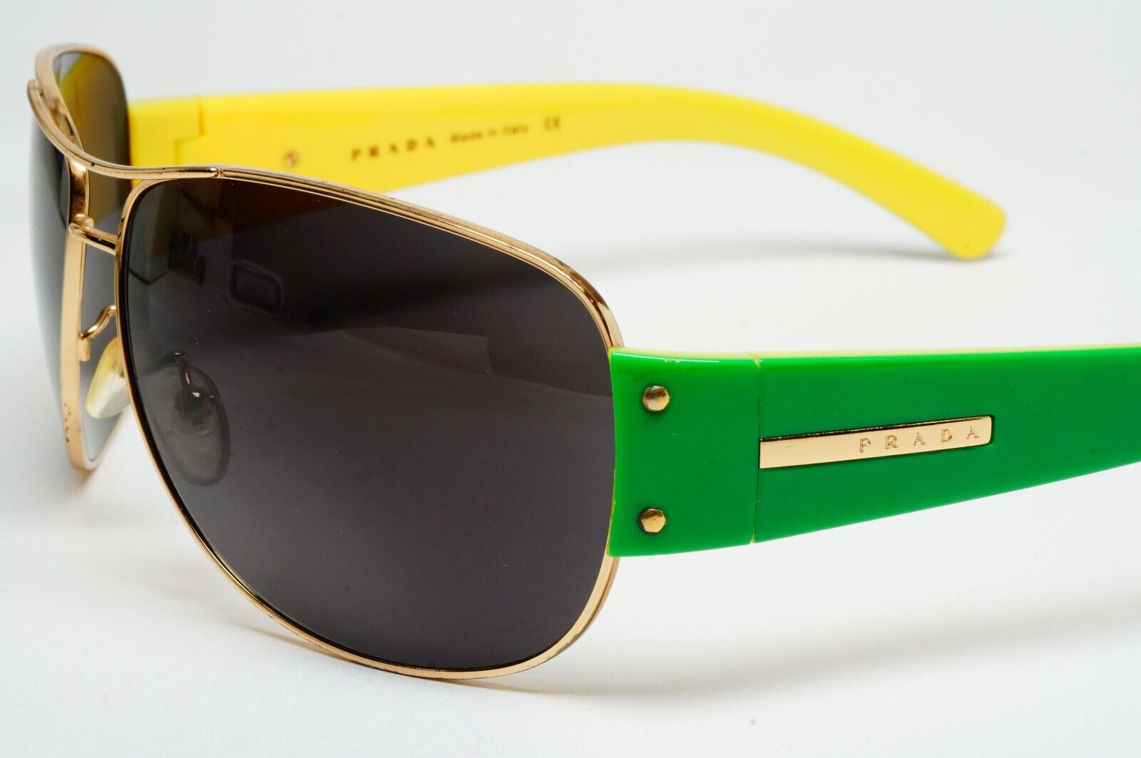 Prada 2006 Sunglasses Vintage Pilot Green Black PR52GS SPR 52G 5AK-3O1 050225