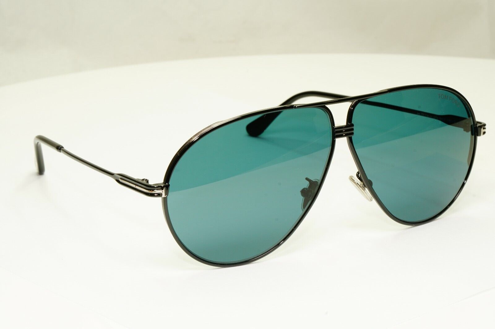 Tom Ford Black Sunglasses Pilot Green Metal Large 64mm Fashion Jet TF 734-H 01N 