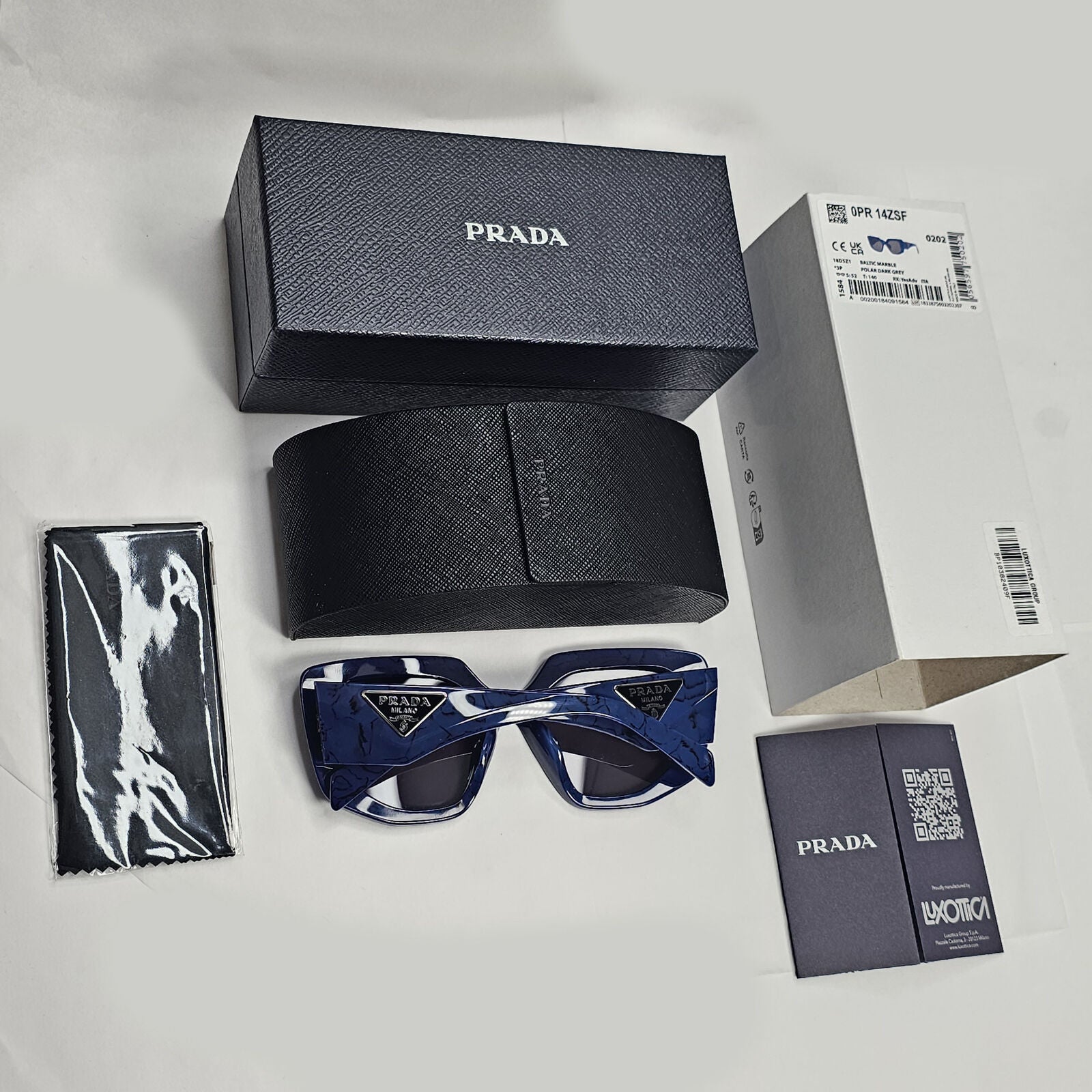 Prada Sunglasses Polarised Blue Marble Triangle Square PR14ZSF SPR 14Z-F 18D-5Z1