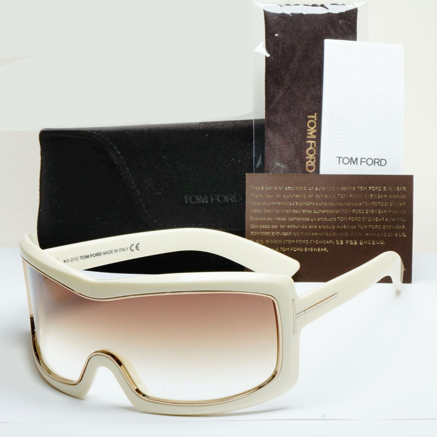 Tom Ford Sunglasses Olga Sunglasses Shield Ski Large Cream White TF 305 25F