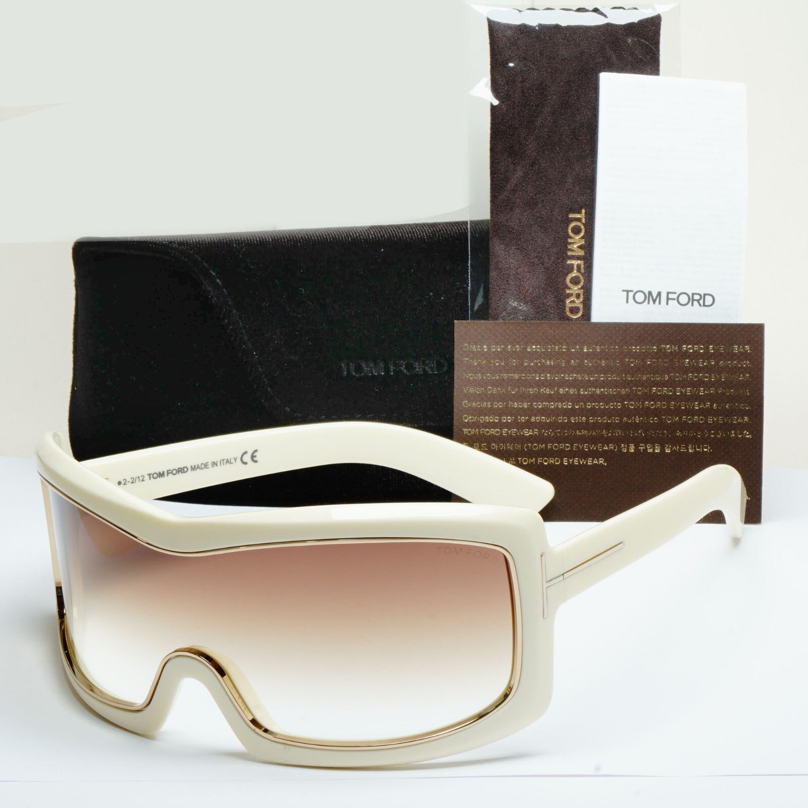 Tom Ford Sunglasses Olga Sunglasses Shield Ski Large Cream White TF 305 25F