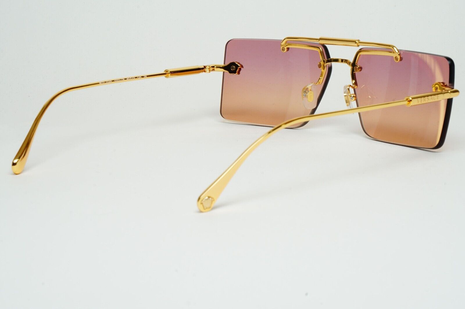 Versace Sunglasses Gold Rimless Gold Fuchsia Orange Gradient MOD VE 2245 1002/78