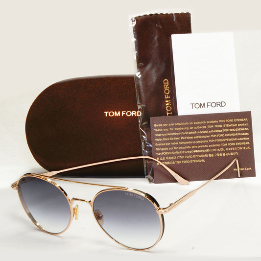 Tom Ford Sunglasses Declan Gold Round Metal Grey Gradient FT0826 TF 826 28B