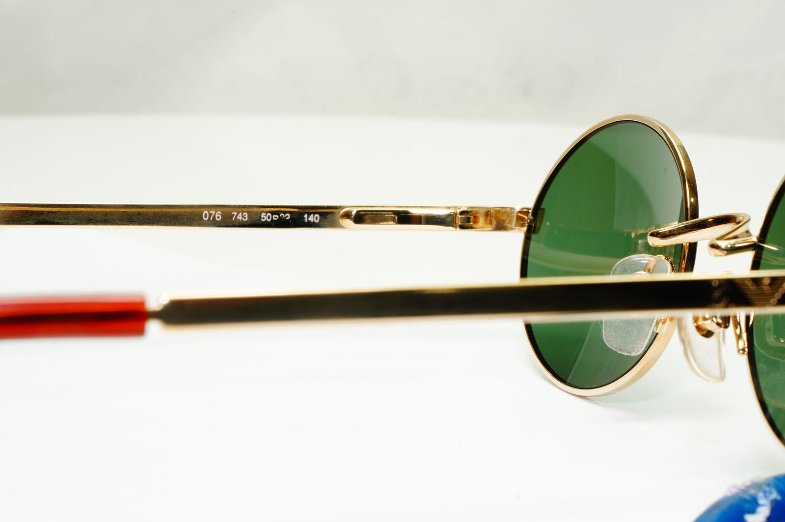 Emporio Armani Sunglasses 1997 Vintage Gold Green Metal Oval 076 743 50mm B