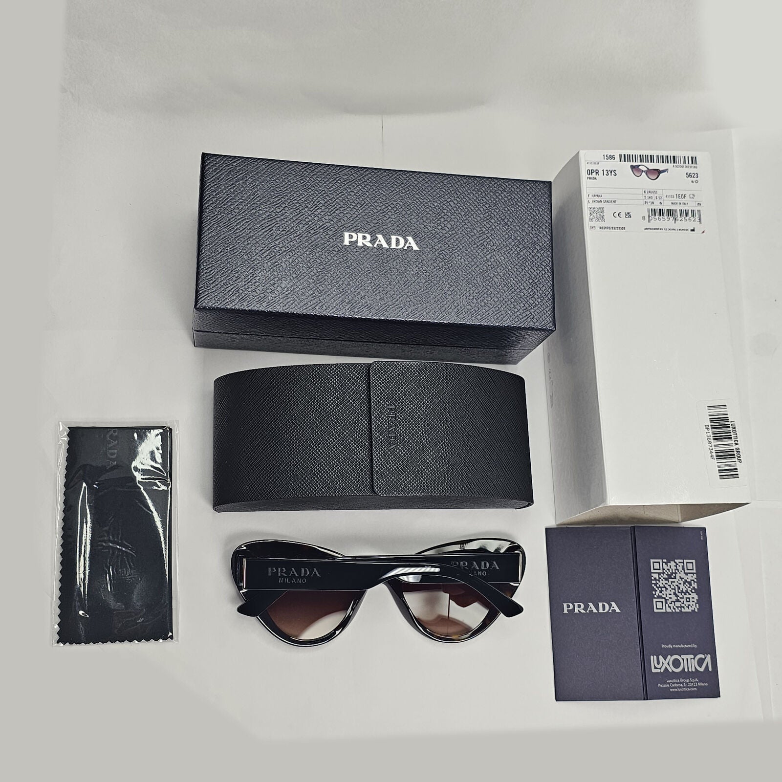 Prada Sunglasses Brown Tortoise Black Cat Eye PR13YS SPR 13Y 2AU-6S1 52mm