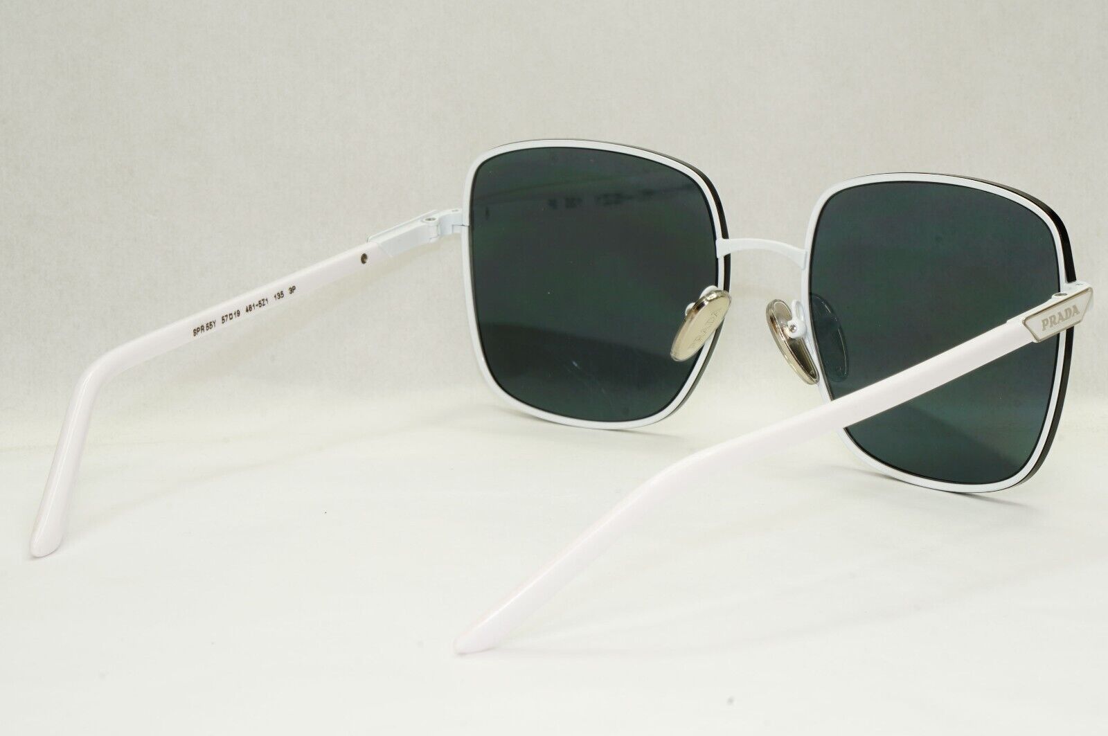 Prada Sunglasses Polarized White Black Grey Oversized PR55YS SPR 55Y 461-5Z1