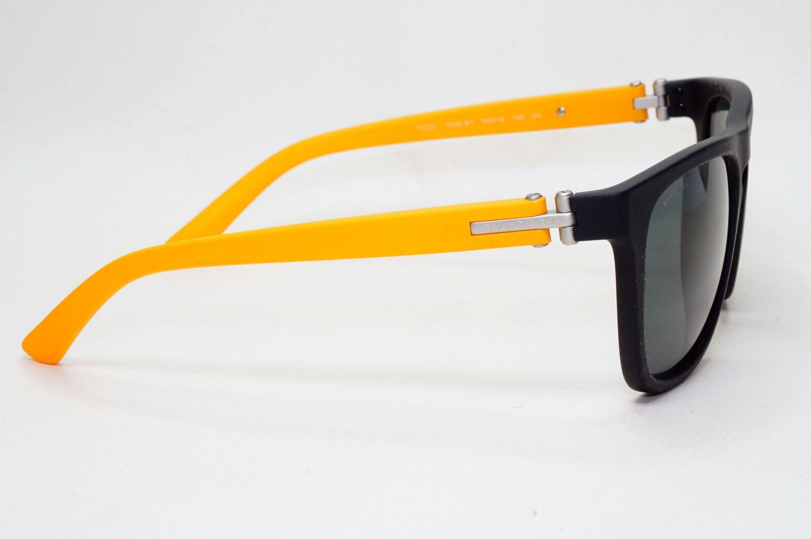 Bvlgari Sunglasses Rubber Black Yellow Grey Square BV 7020 1008/87 56mm 081024