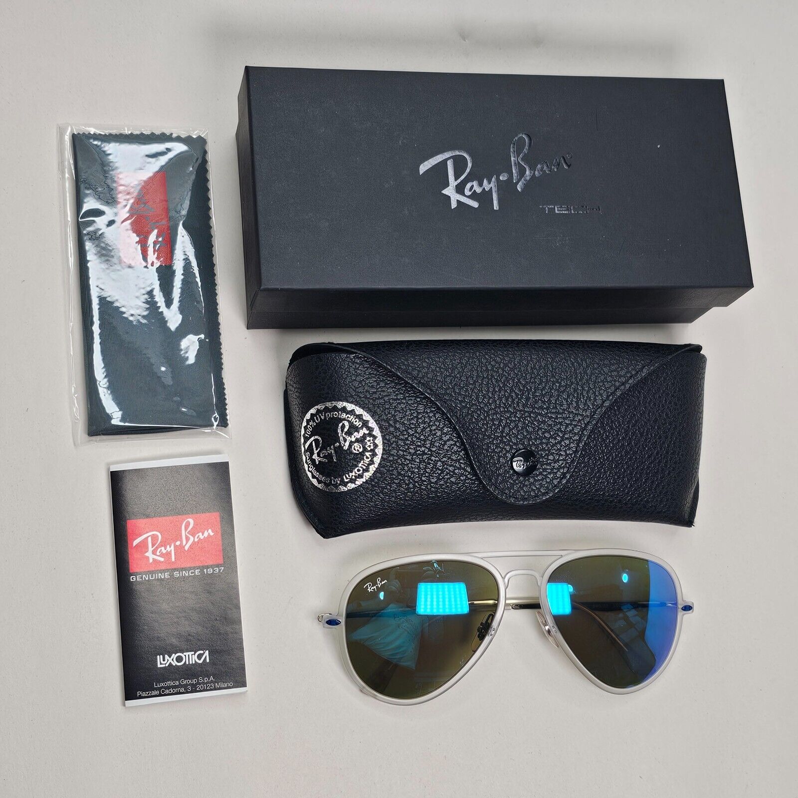 Ray-Ban Sunglasses 2015 Rare Aviator LightRay 2.0 Blue Mirror RB 4211 646/55