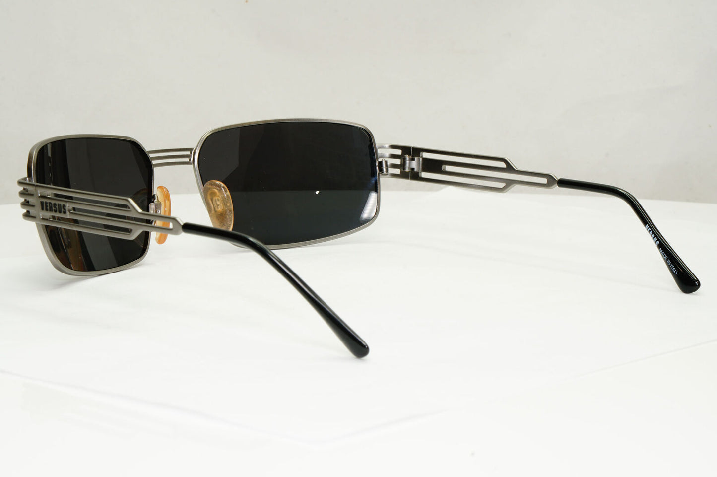 Versus 1996 by Gianni Versace Vintage Silver Black Sunglasses MOD F37 COL 77M