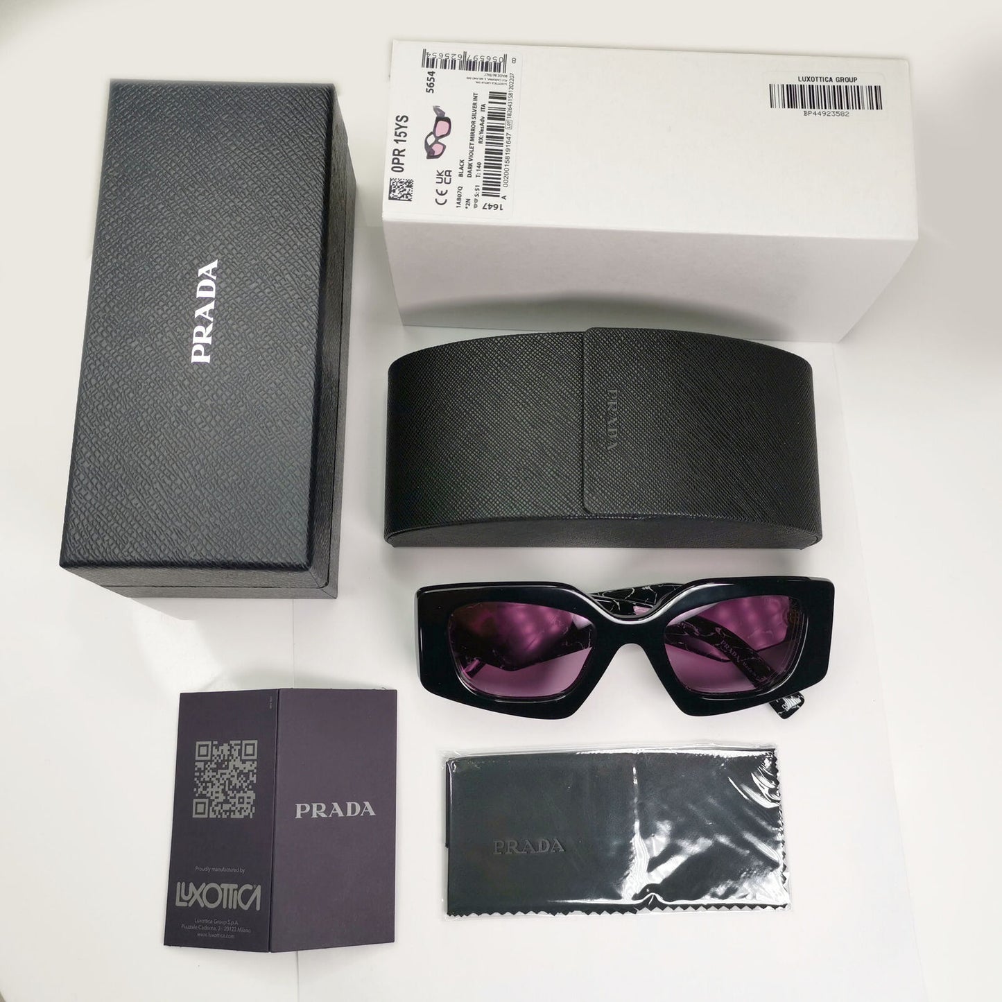 Prada Symbole Sunglasses Black Violet Marble Triangle PR15YS SPR 15Y 1AB-07Q