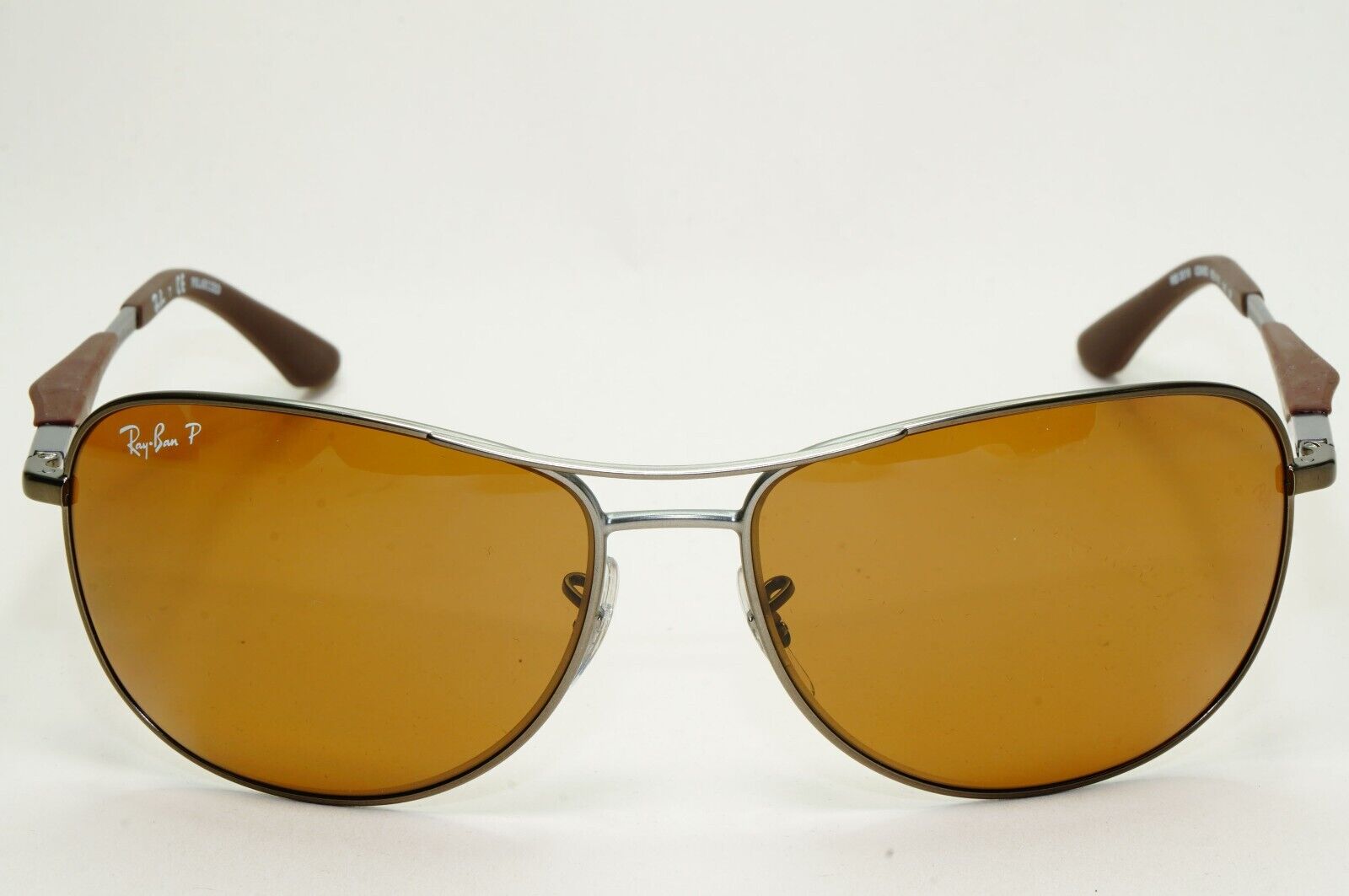 Ray-Ban Sunglasses Polarized Gunmetal Brown Meta Pilot Wrap RB 3519 029/83 62mm