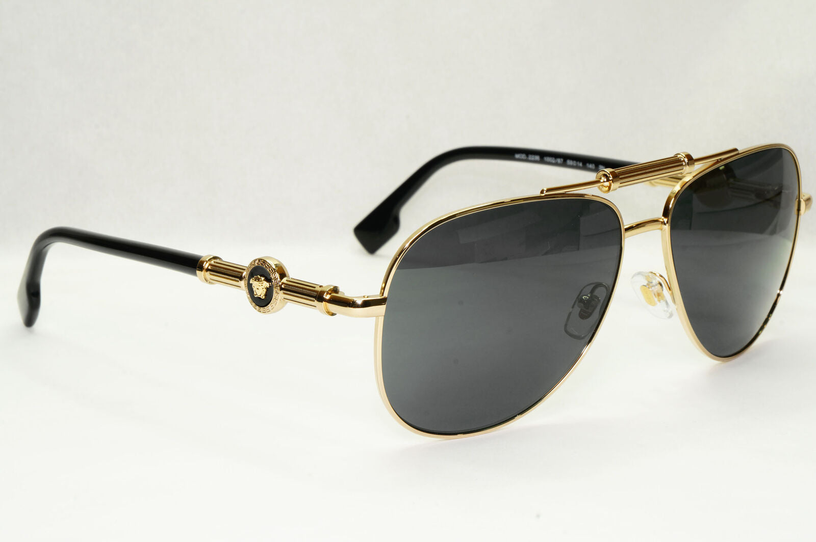 Versace Sunglasses Black Gold Pilot Medusa Metal MOD VE 2236 1002/87 59mm