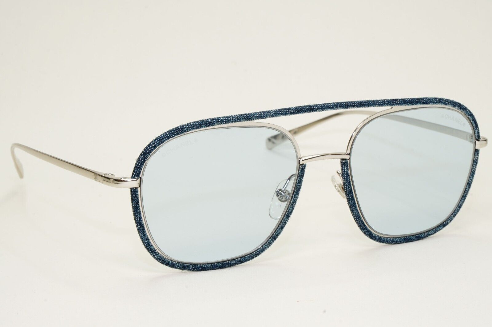 Chanel Sunglasses Denim Blue Silver Pilot Metal 4249-J c.271/72 53mm