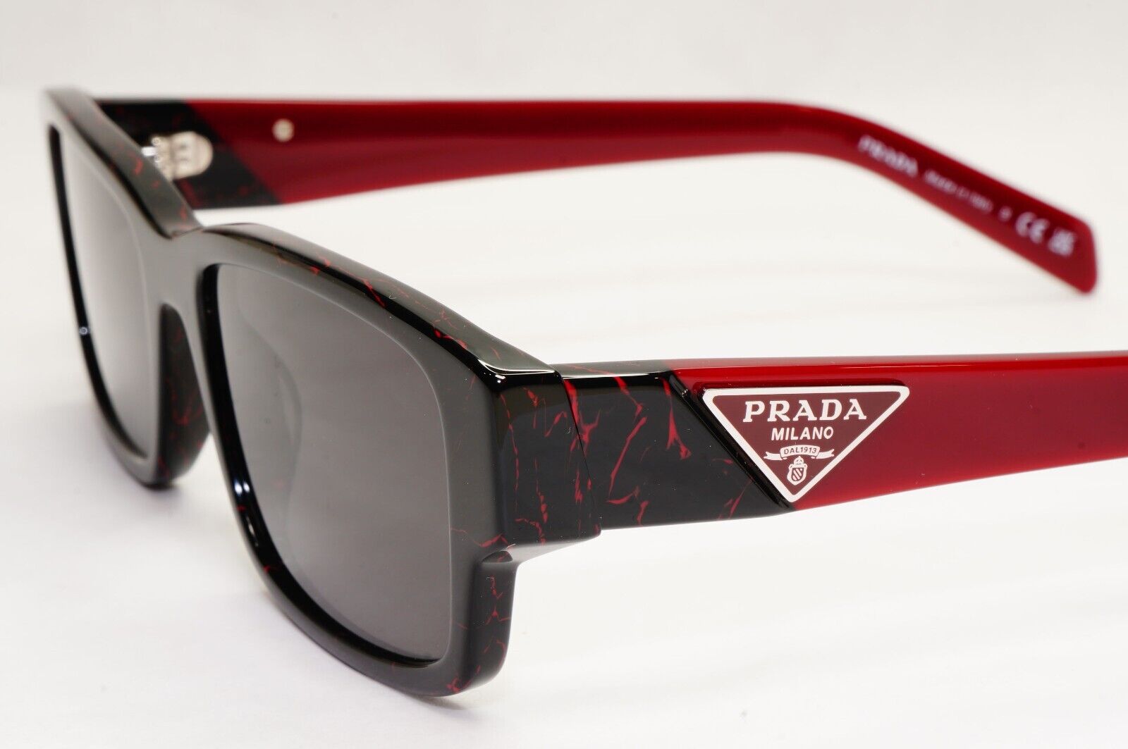 Prada Sunglasses Triangle Symbole Red Black Marble PR07ZV VPR 07Z 11F-1O1 55mm