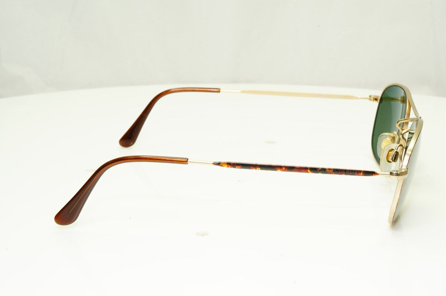 Giorgio Armani 1997 Vintage Sunglasses Gold Green Tortoise Brown Pilot 635 833