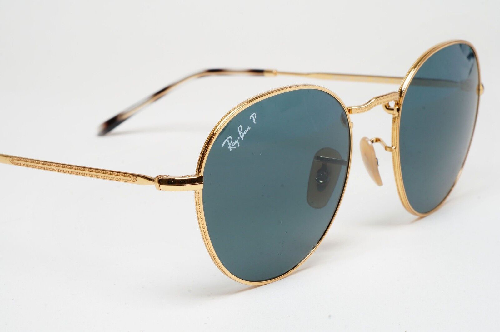 Ray-Ban Sunglasses David  Gold Dark Blue Round RB 3582 001/3R 51mm