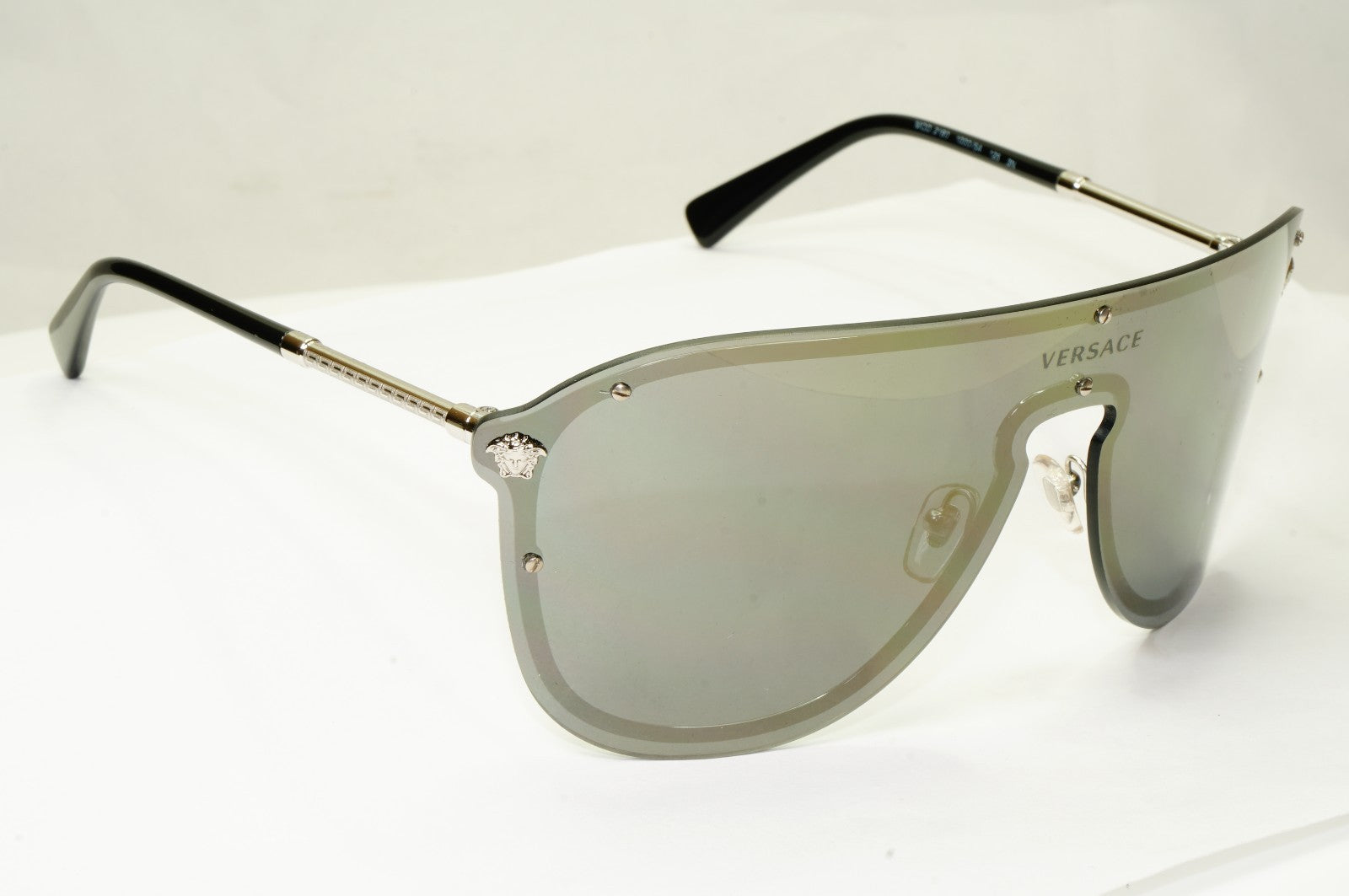 Versace Sunglasses Shield Visor Mask Gold Mirror Silver MOD 2180 1000/5A [a]