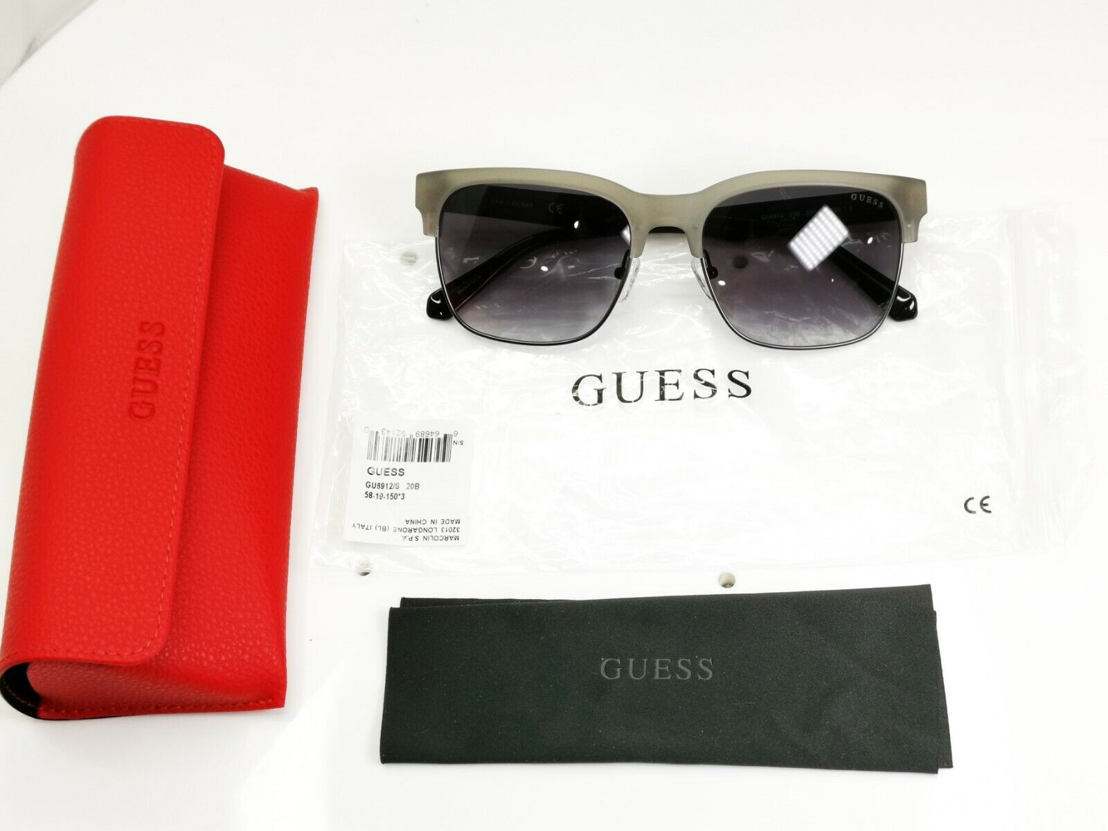Authentic GUESS Mens Sunglasses Grey Black Gradient Smoke Square GU 6912 20B