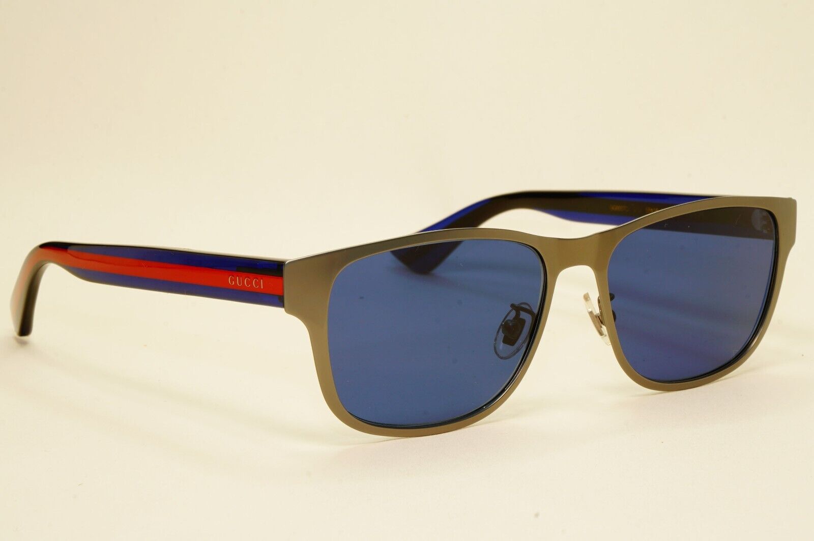 Gucci Sunglasses 2017 Blue Grey Gunmetal Square GG 0007O 003 55mm 131024