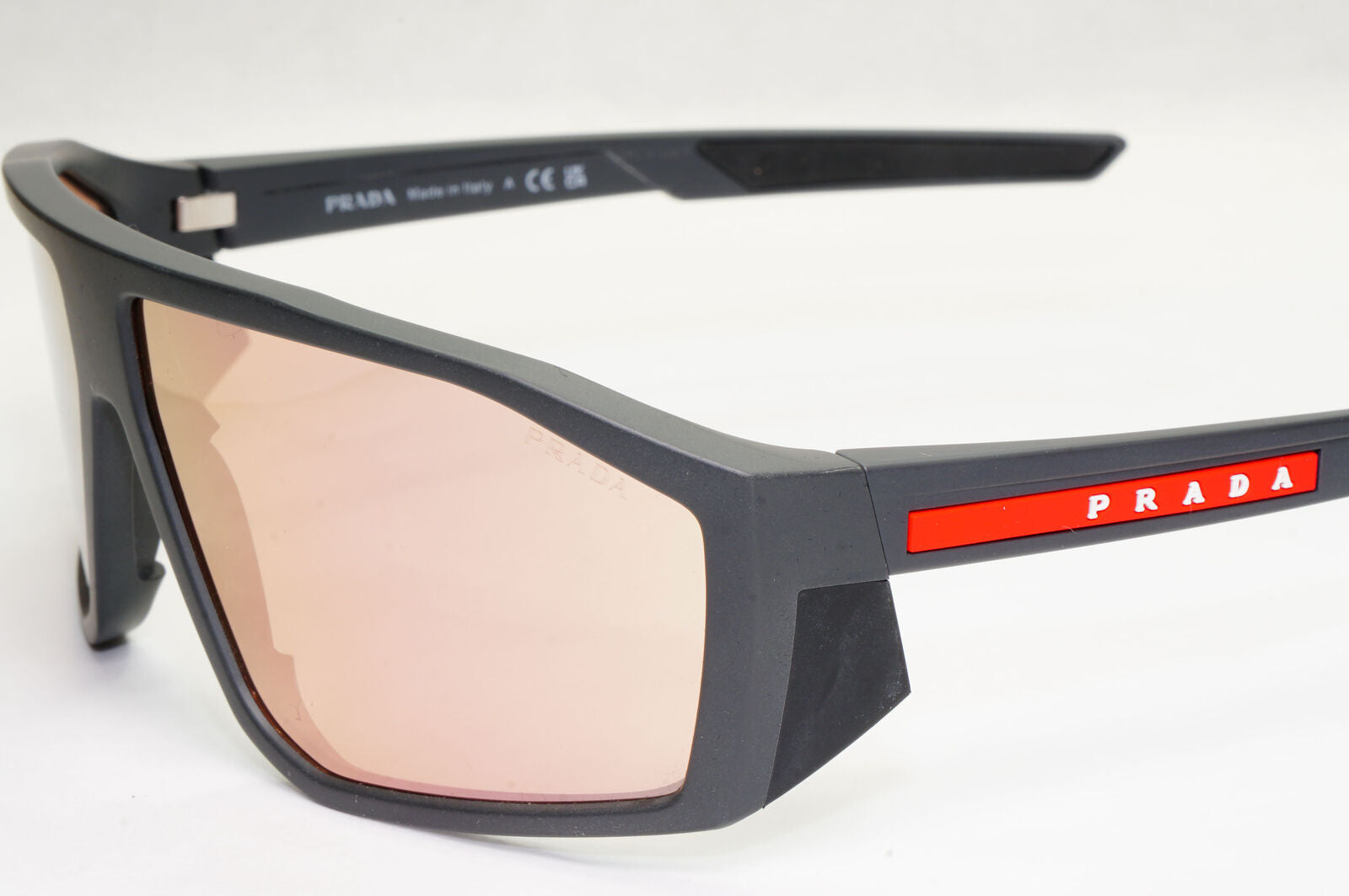 Prada Sunglasses Rose Gold Mirror Grey Rubber Wrap PS08WS SPS 08W 11C-07R