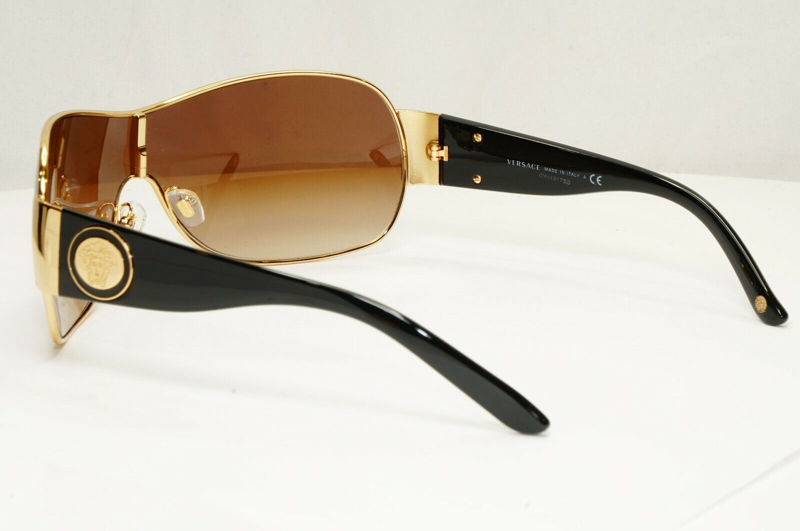 Authentic Versace Mens Womens Gold Shield Visor Medusa Sunglasses 2101 1002/13
